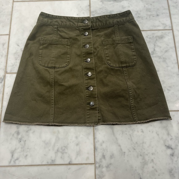 Simons Dresses & Skirts - Twix Khaki Button-Down A-Line Skirt